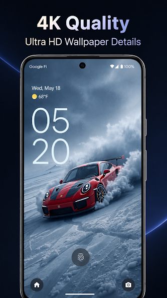 Wallix promotional image showing a 4K car wallpaper
