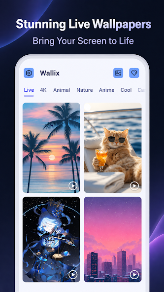Wallix promotional image showing the wallpaper collection interface